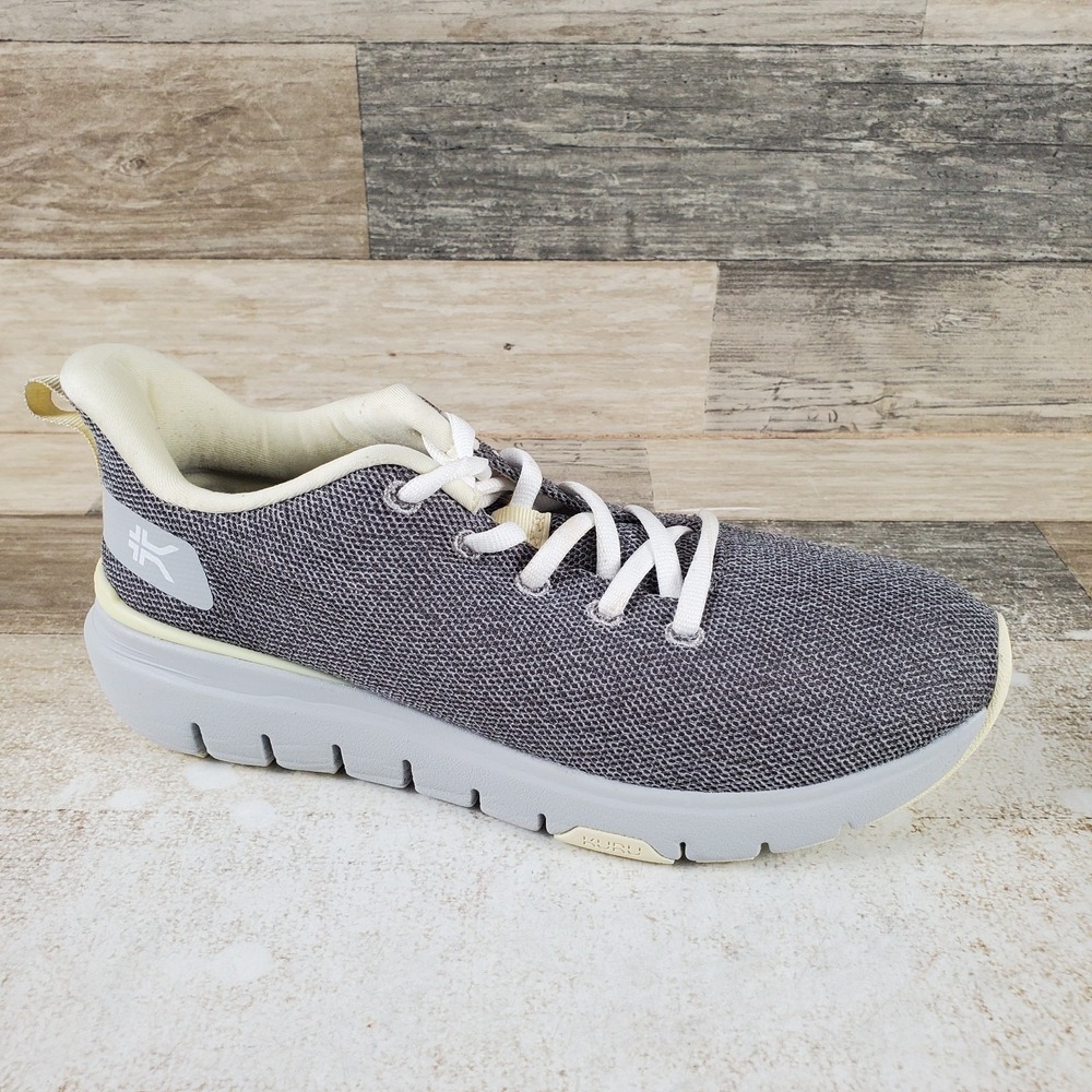 KURU Flex Via Womens Shoes Sz 7.5 M Running Dove Gray Pale Lime Lace Up Sneakers